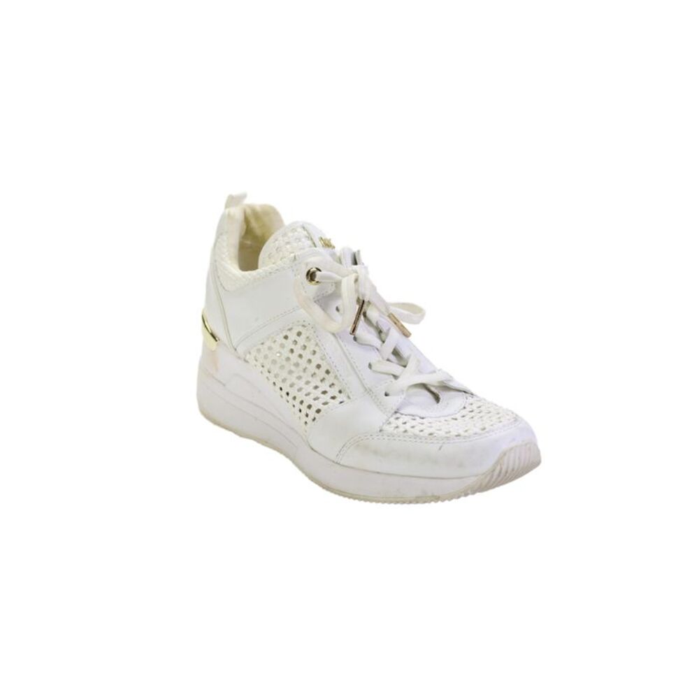 Michael Michael Kors Womens Woven Leather Wedge Heels Sneakers Shoes White Sz 8M